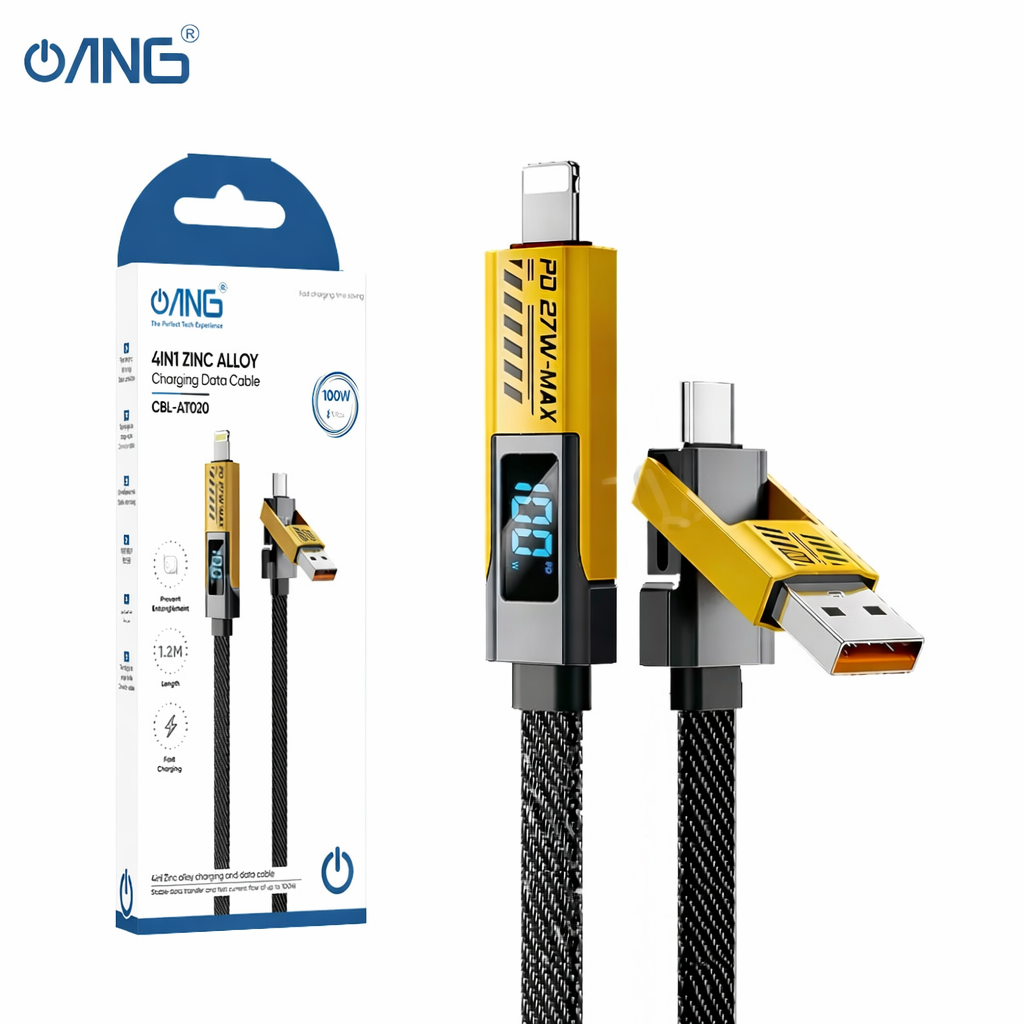 ANG 4 in 1 Charging Data Cable 100W With Digital LED Display