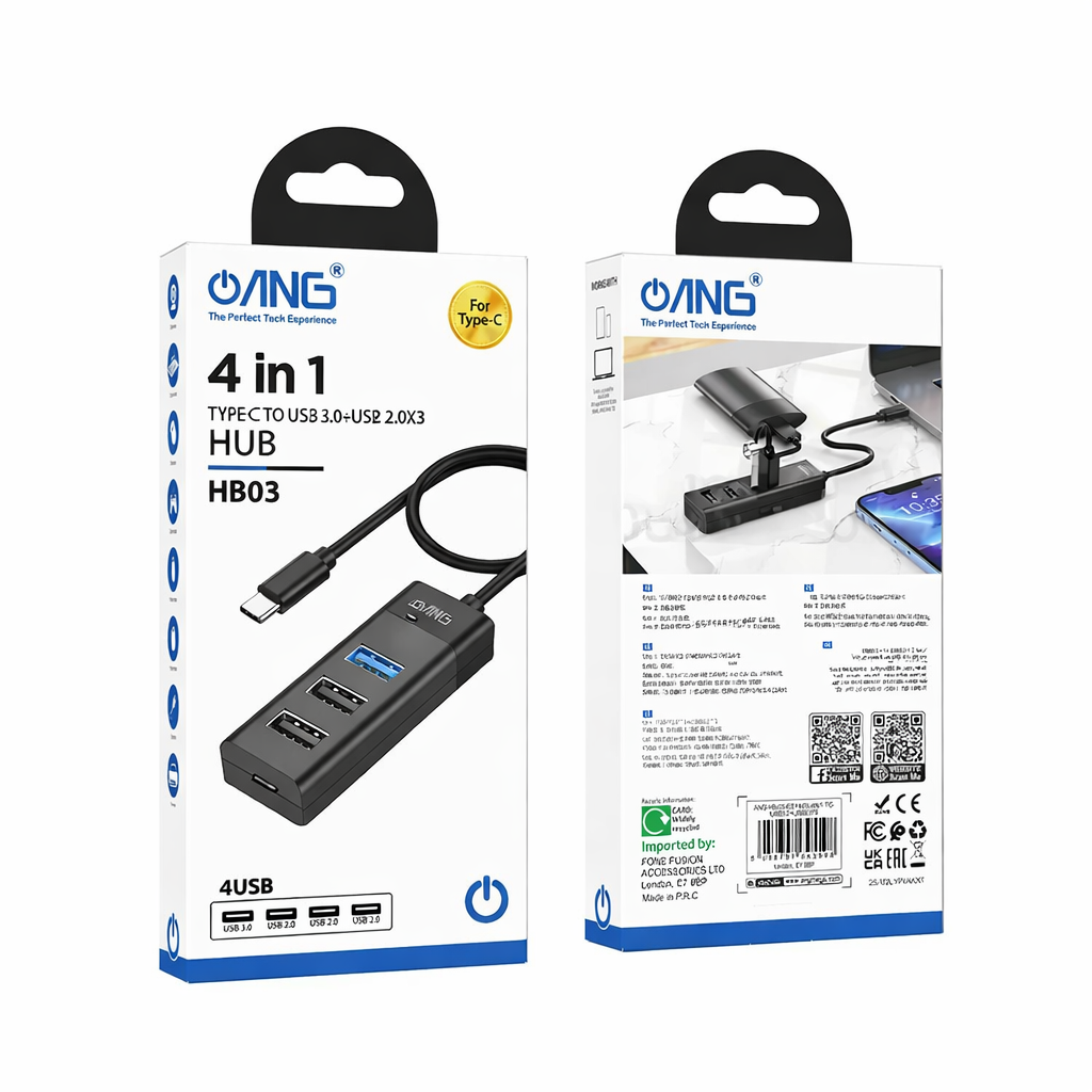 ANG HB03 4 in 1 Type C to USB 3.0 + USB 2.0X3 Hub Adapter