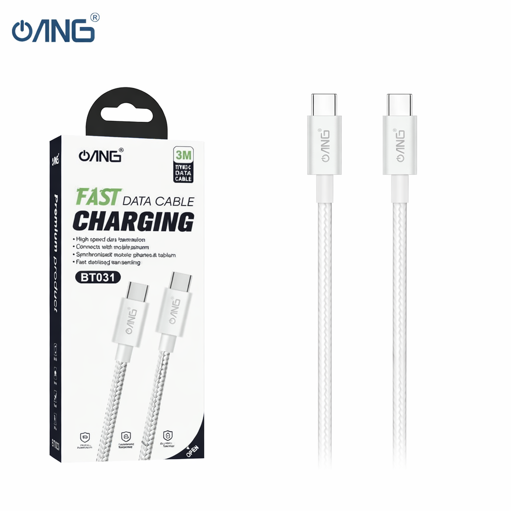 ANG BT031 – USB C TO USB C PD 60W Braided Data Cable 3 Meter – Funky Phones
