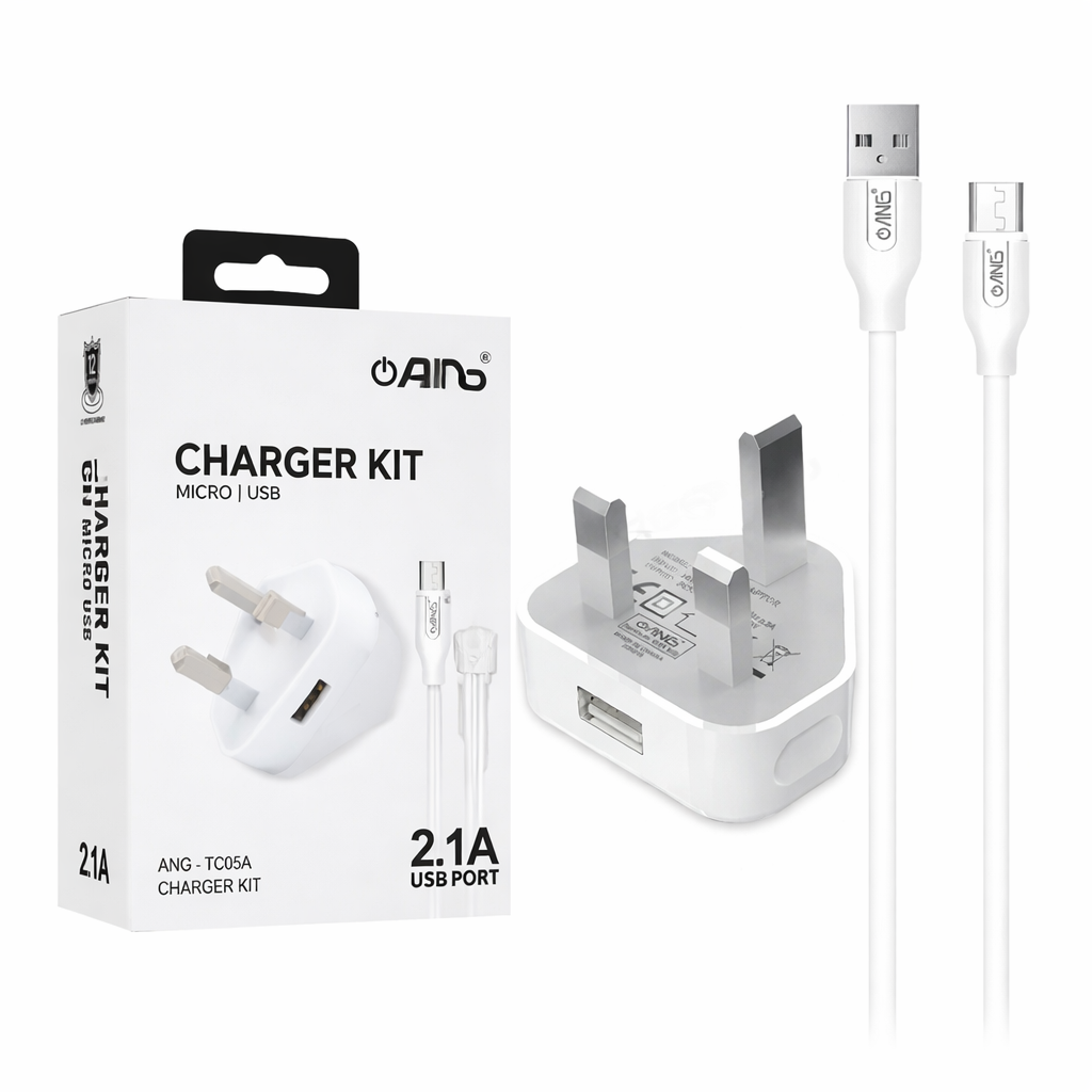 ANG TC05A Single USB Adaptor 2.1A With Micro Cable