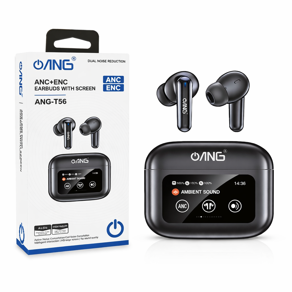 ANG T56 ANC + ENC Earbuds With LED Touch Screen