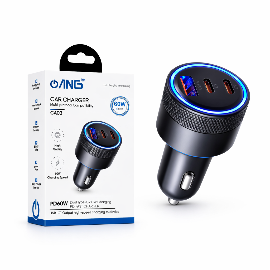 ANG CA03 Dual PD + QC3.0 60W Fast Car Charger