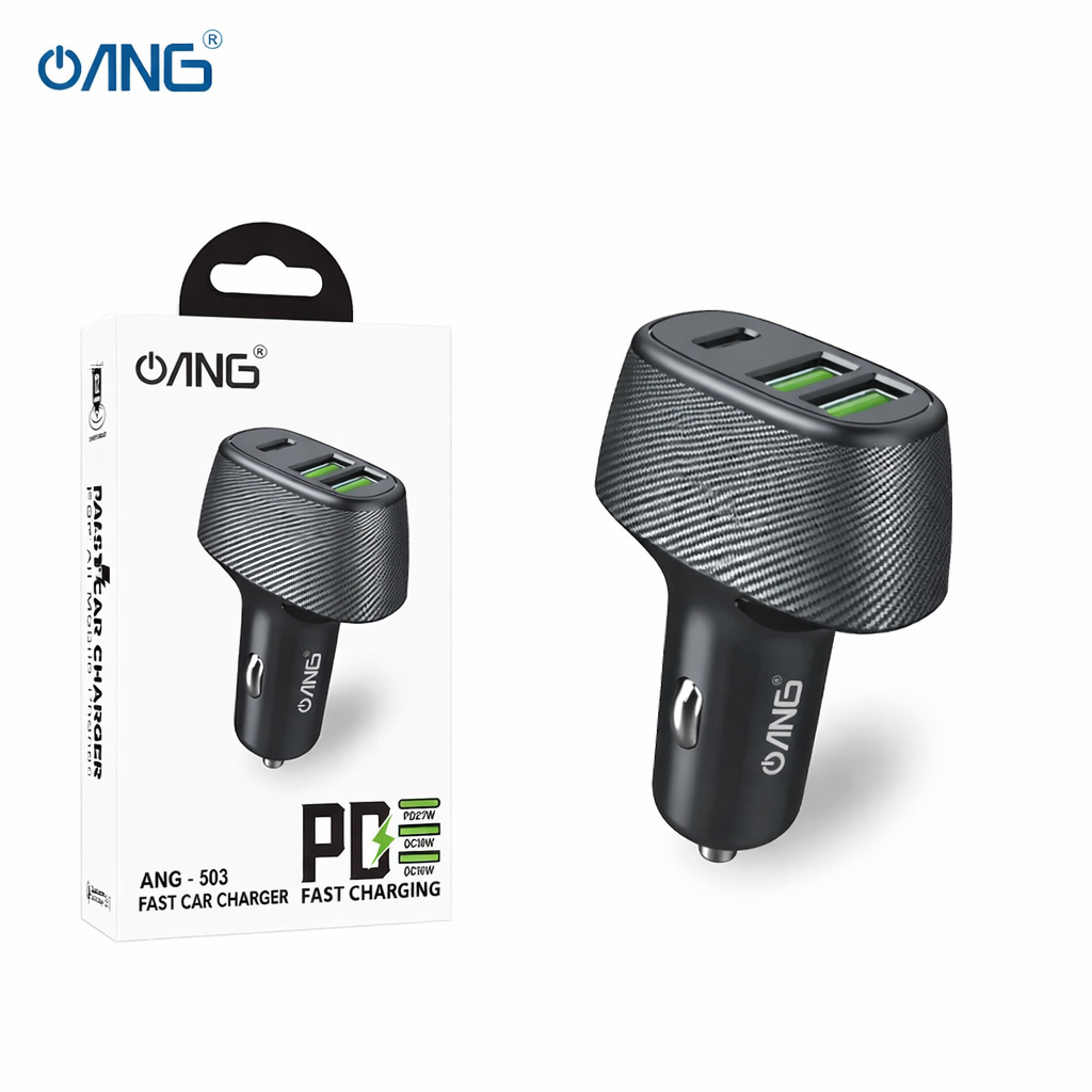 ANG 503 Single PD 27W + Dual QC3.0 18W Fast Car Charger 12V – 6.0A