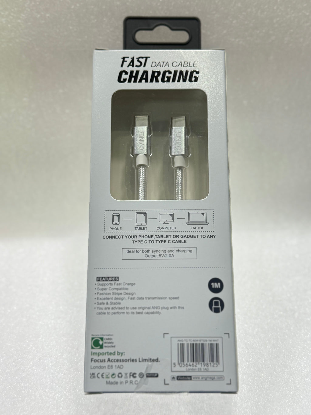 ANG Fast Charging Data Cable (Type-C to Type-C, 1M) – Reliable Power & Sync in One